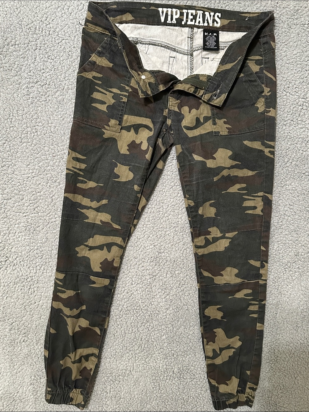 V.I.P. Jeans Men’s Camo Cargo Jogger Pants Camouflage Utility Streetwear